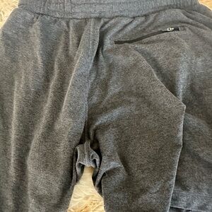 Vuori Men's Heather Charcoal Athletic Shorts with Zip Pocket